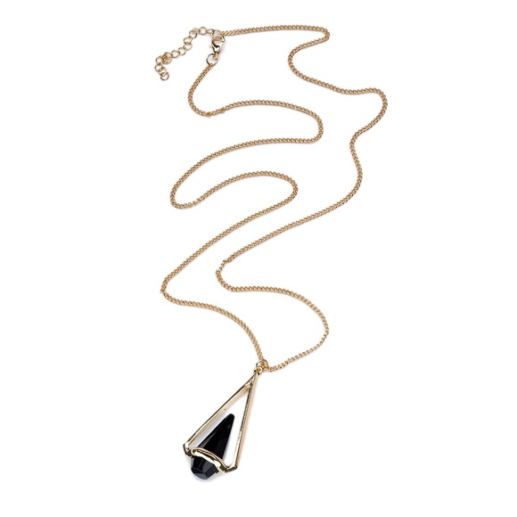 Gold & Black Geometric Pendant Necklace – Elegant & Bold - Picture 1 of 2